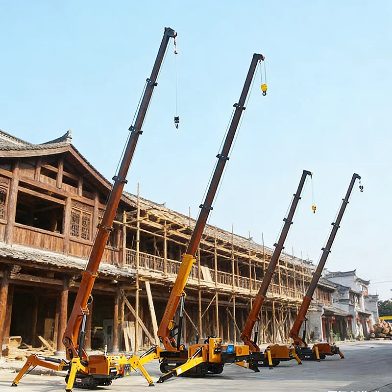 Customized Hydraulic Spider Crane Mobile Crawler Crane 360° Rotation Foldable Outriggers For Indoor Lifting And Assembly Work