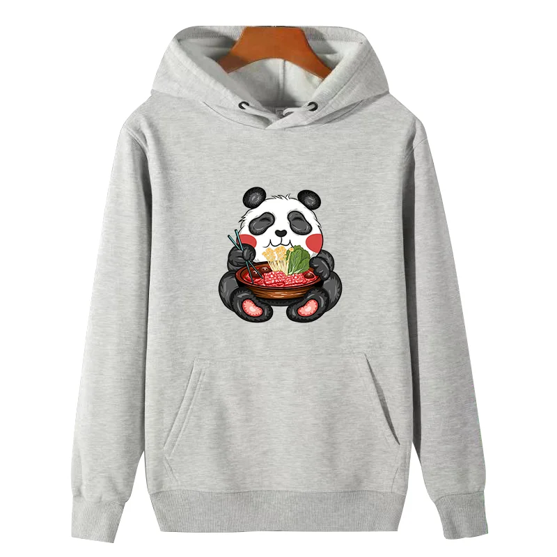 Kawaii Cute Anime Panda Otaku Japanese Ramen Noodles winter thick sweater hoodie fleece essentials hoodie Men's sportswear