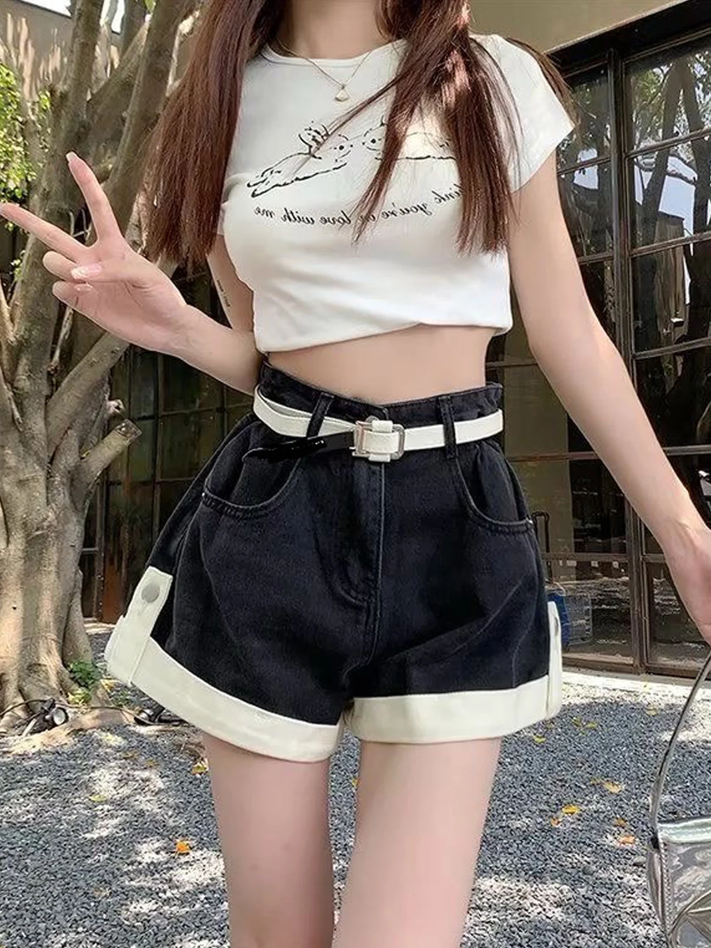 High Waist A-Line Short Shorts Women's Loose Fit Slimming Denim Shorts Summer Casual High Waist Thin Version Korean Style