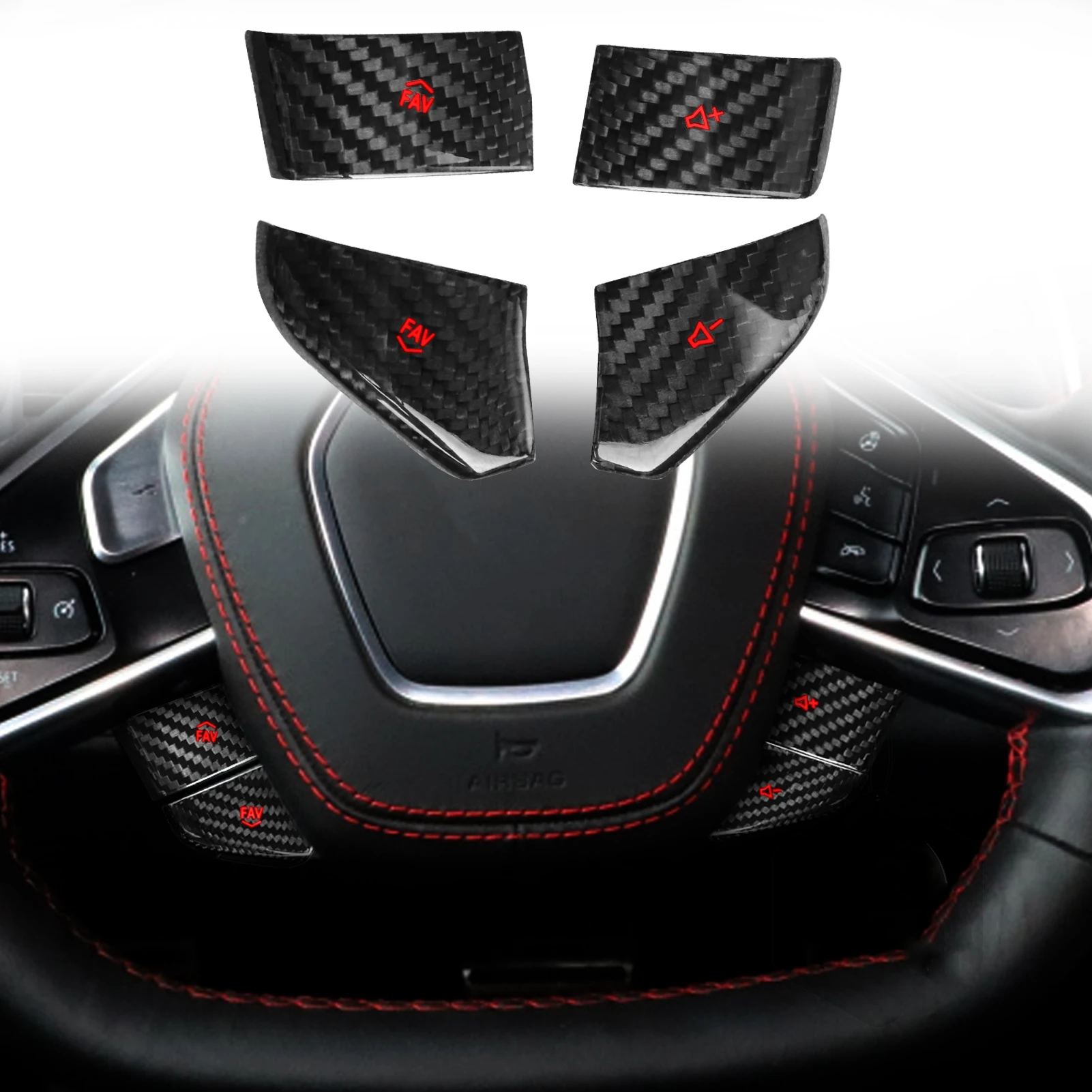 

For Chevrolet Corvette C8 2020-2022 Carbon Fiber Steering Wheel Panel Lower Switch Button Cover Sticker Trim