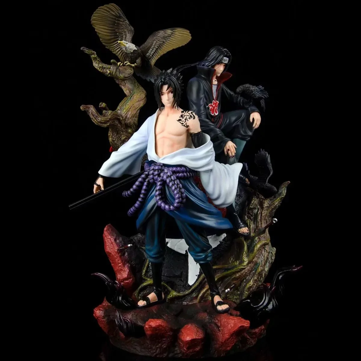 Naruto figure GK statue Sasuke combination scene Akira write round-eyed crow Uchi Bo ferret