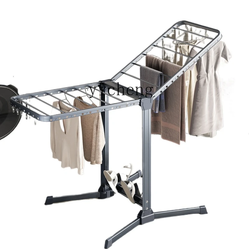 XL Balcony Floor Aluminum Alloy Indoor Outdoor Clothesline Pole Drying Rack Quilt Fantastic