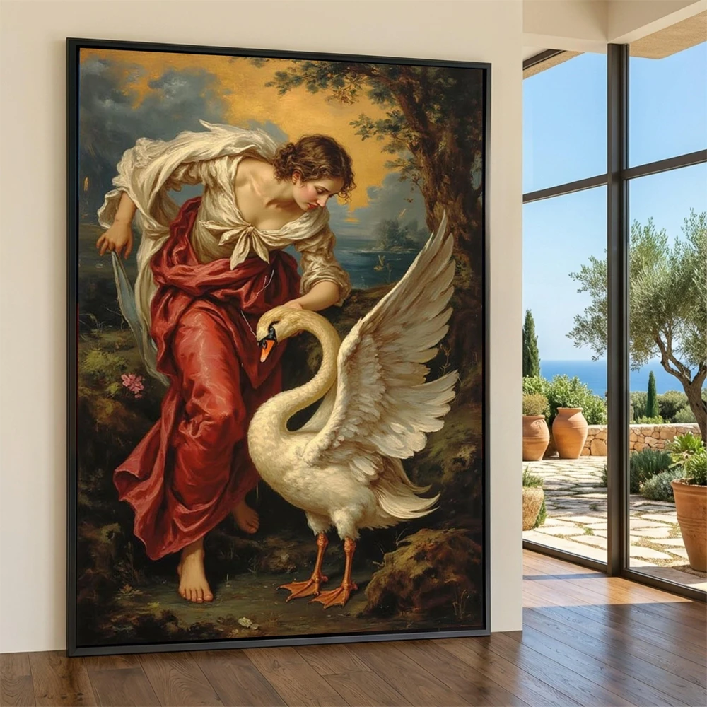 Romantic Angel Embrace Wall Art Poster Romantic Angel Archer Kiss Canvas Painting Classic Mythology Art Print Decor