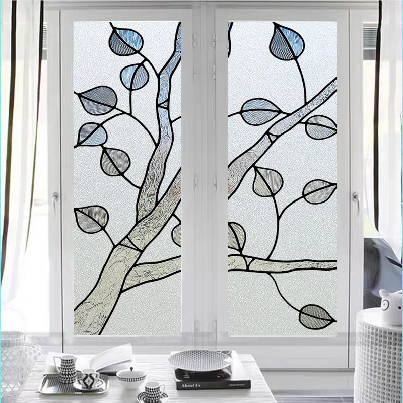 Window Film Frosted Stained Glass Films Church Static Cling Privacy Films Door Sticker Kitchen Office Home Decor Customized