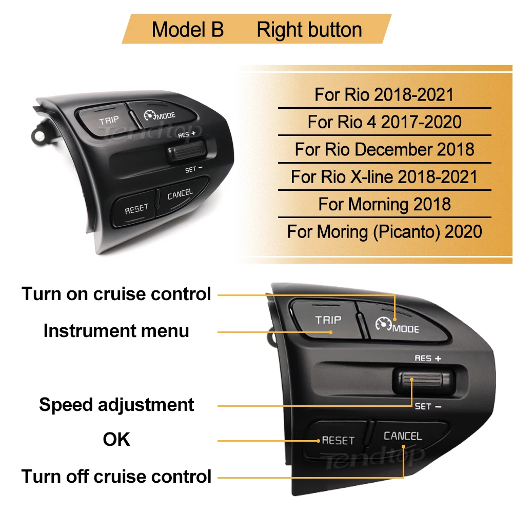 Steering Wheel Button Car Switch Bluetooth Phone Volume Cruise Control For KIA K2 RIO 2017 2018 2019 2020 2021 2022 RIO X LINE