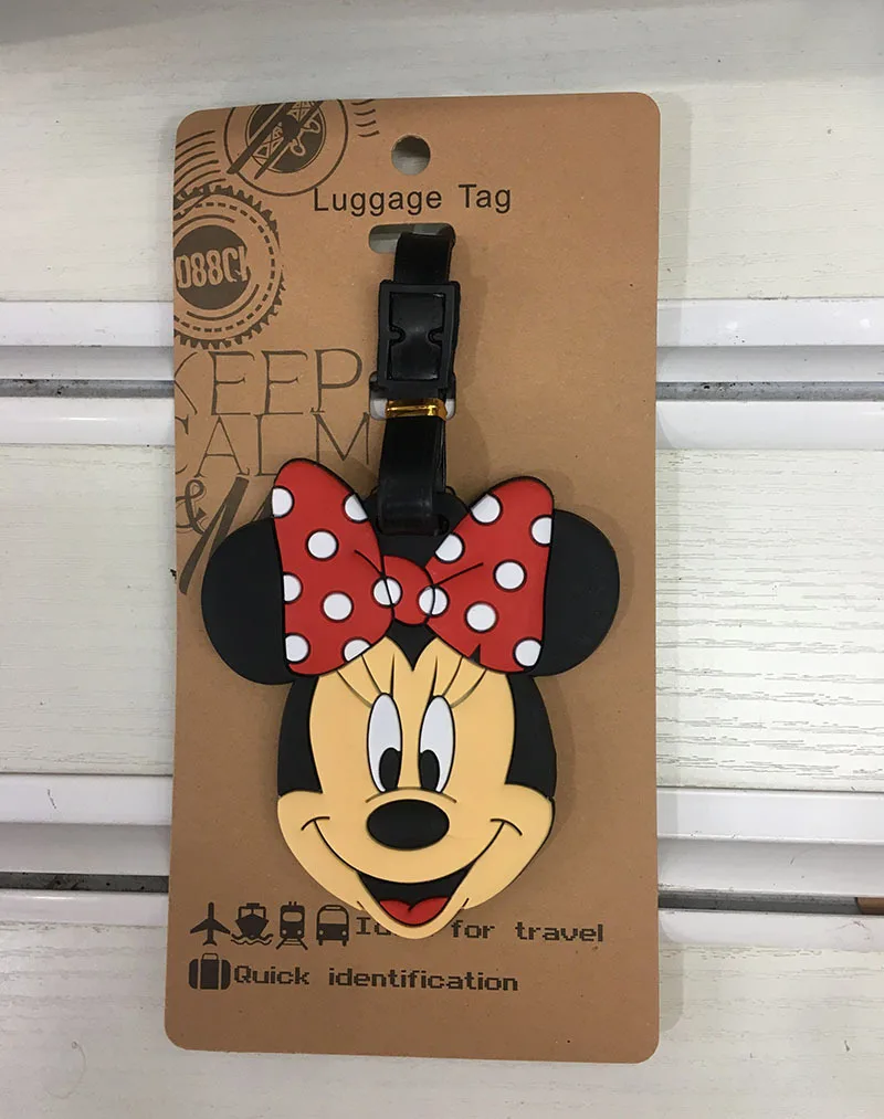 Disney Luggage Tags Cartoon Cute Mickey Minnie Suitcase Tag Baggage Holder Accessories Label Travel Bag Pendant Doll Accessories