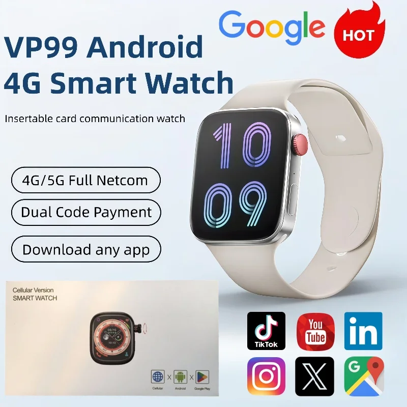 

VP99 Smartwatch 4G LTE Android 2.29-inch Amoled screen smartwatch with 180° rotating camera Global Talk GPS WIFI Sim card slot