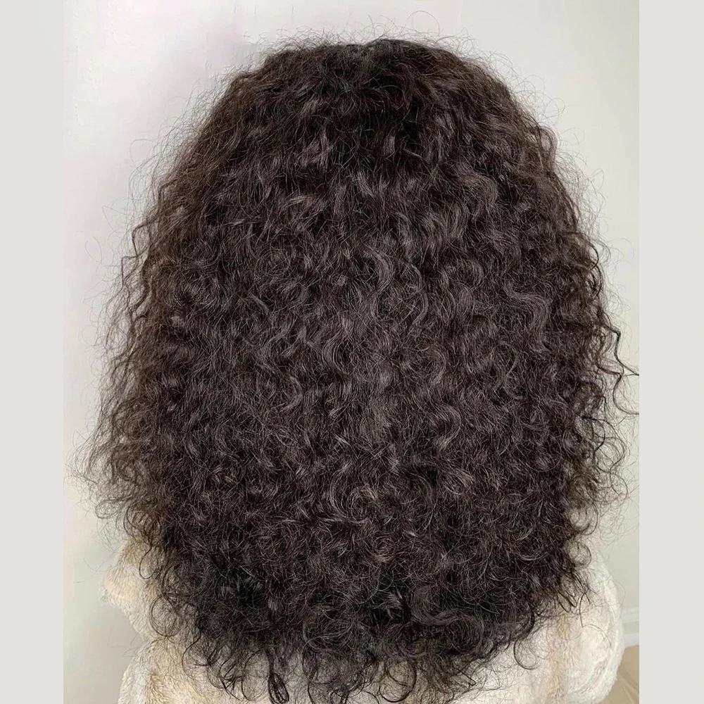 Peluca rizada de encaje frontal para mujer, pelo de bebé largo de 180de densidad, color negro Natural, suave, 26 pulgadas, resistente al calor, predesplumada diaria