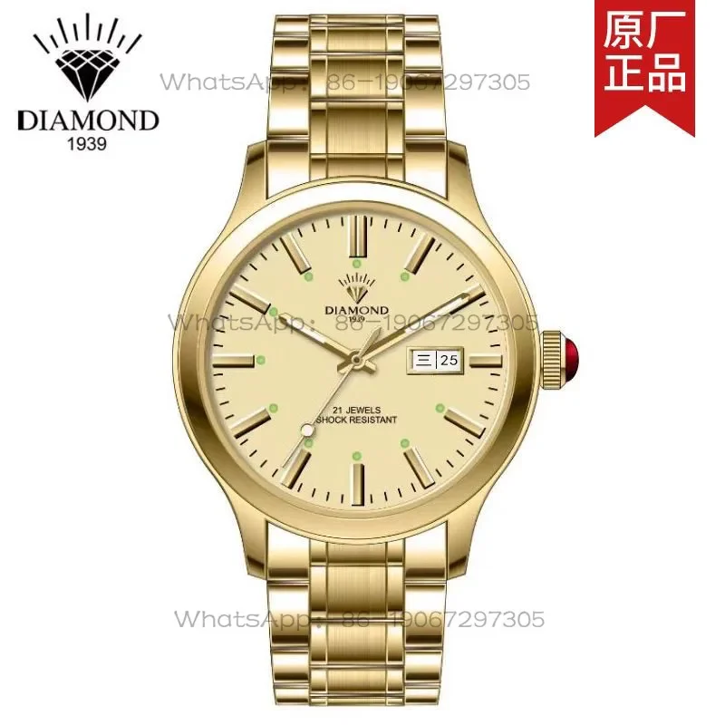 Shanghai diamond men's automatic machinery new gold retro calendar luminous waterproof ten brands father men's watch