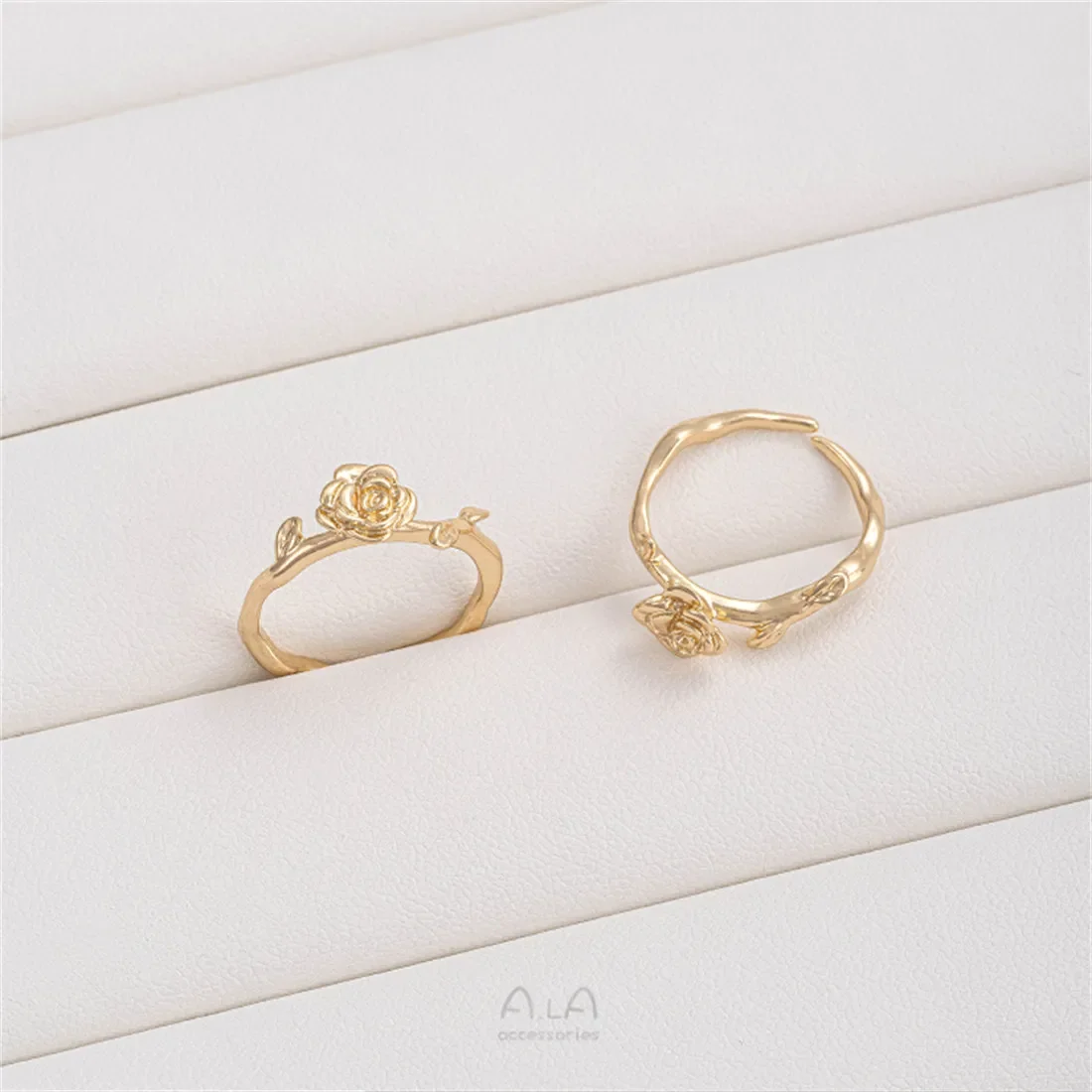 Set cincin manik daun abstrak Tulip mawar paket emas 14K aksesoris buatan tangan mutiara buatan tangan DIY B712