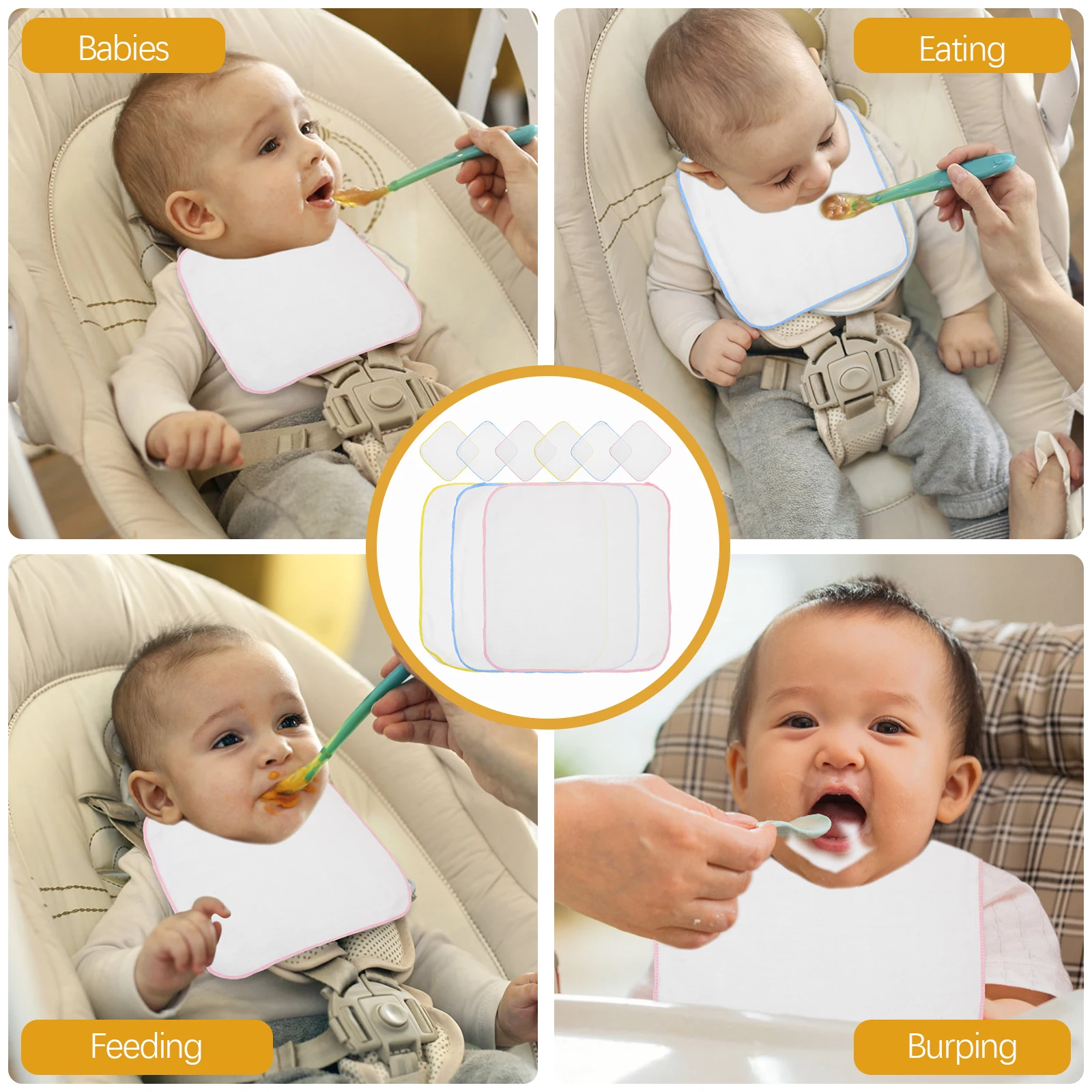

9pcs Baby Burp Towels Cotton Muslin Washcloths Water Absorption Dribble Bibs Saliva Wiper Newborn Square Kerchief