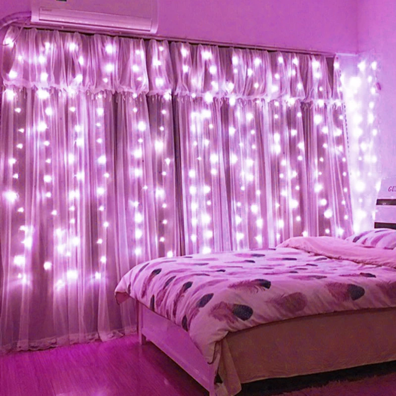 Valentine's Day Atmosphere Decoration USB Plug Curtain Light String with Remote Control Wedding Home Flower Wreath Decoration