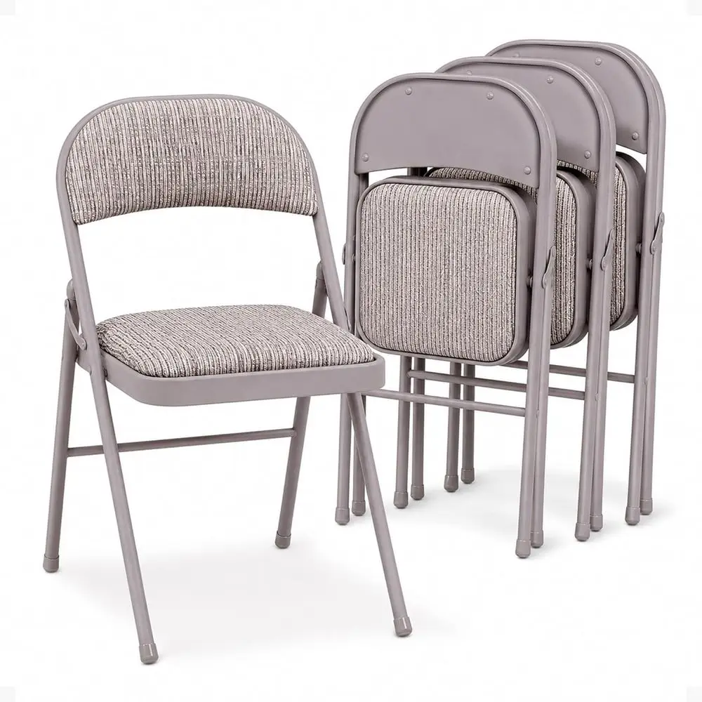 Sudden Comort Steel e olding Dining & Event Chairs, Chicory Lace Moti Upholstery, Beige - oldable Seating with Cushioned Seat an