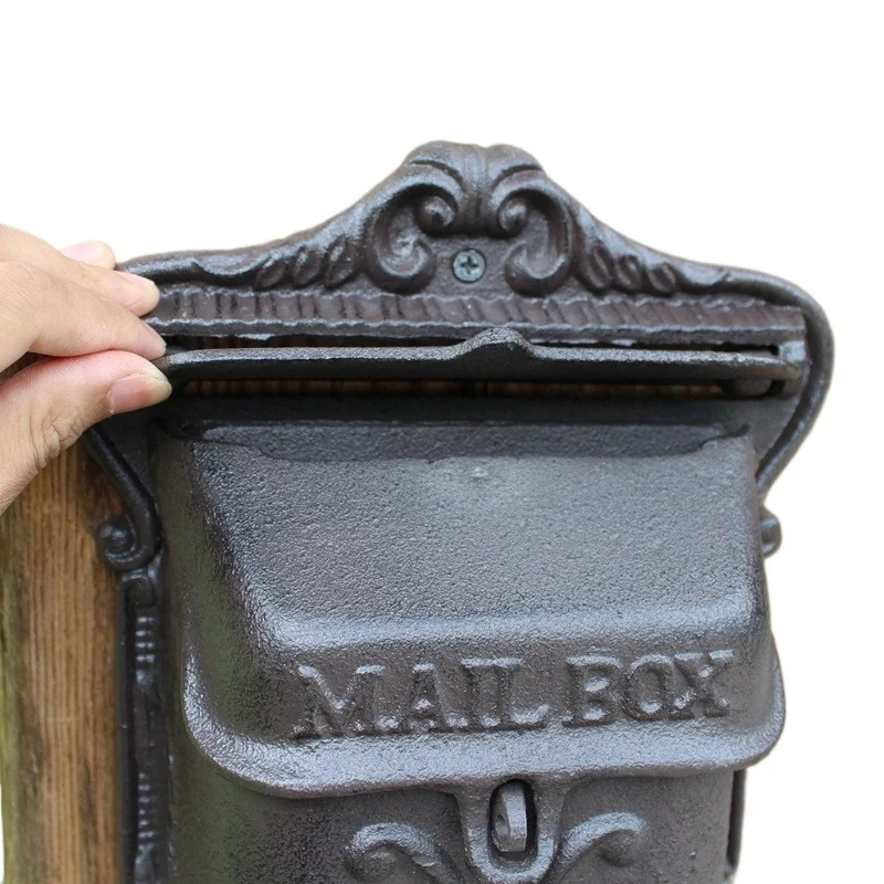 European Cast Iron Mailbox Creative Retro Old Street Villa Wall Decoration Suggestion Box Outdoor Waterproof Supplies