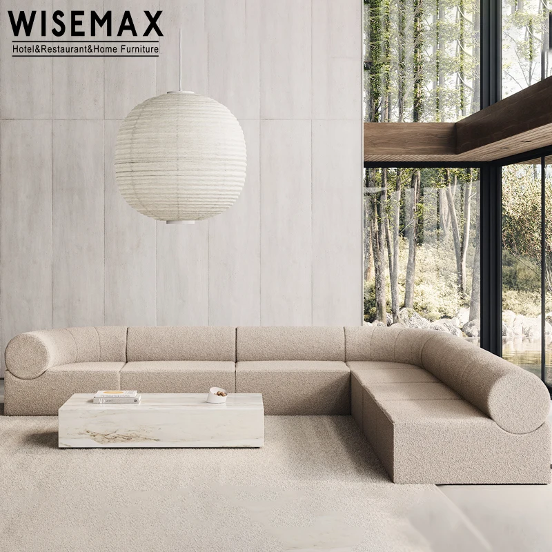 

WISEMAX FURNITURE Hot Selling L Shape Sofa Hotel Lobby Furniture Waiting Couch Sofas Set Boucle Modular Sofa For Hotel Home