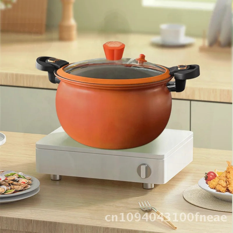 

Non-stick Micro-pressure Cooker Household Kitchenware Multi-use Smoldering Pumpkin Pot Korean Style Pressure Cooker for Healthy