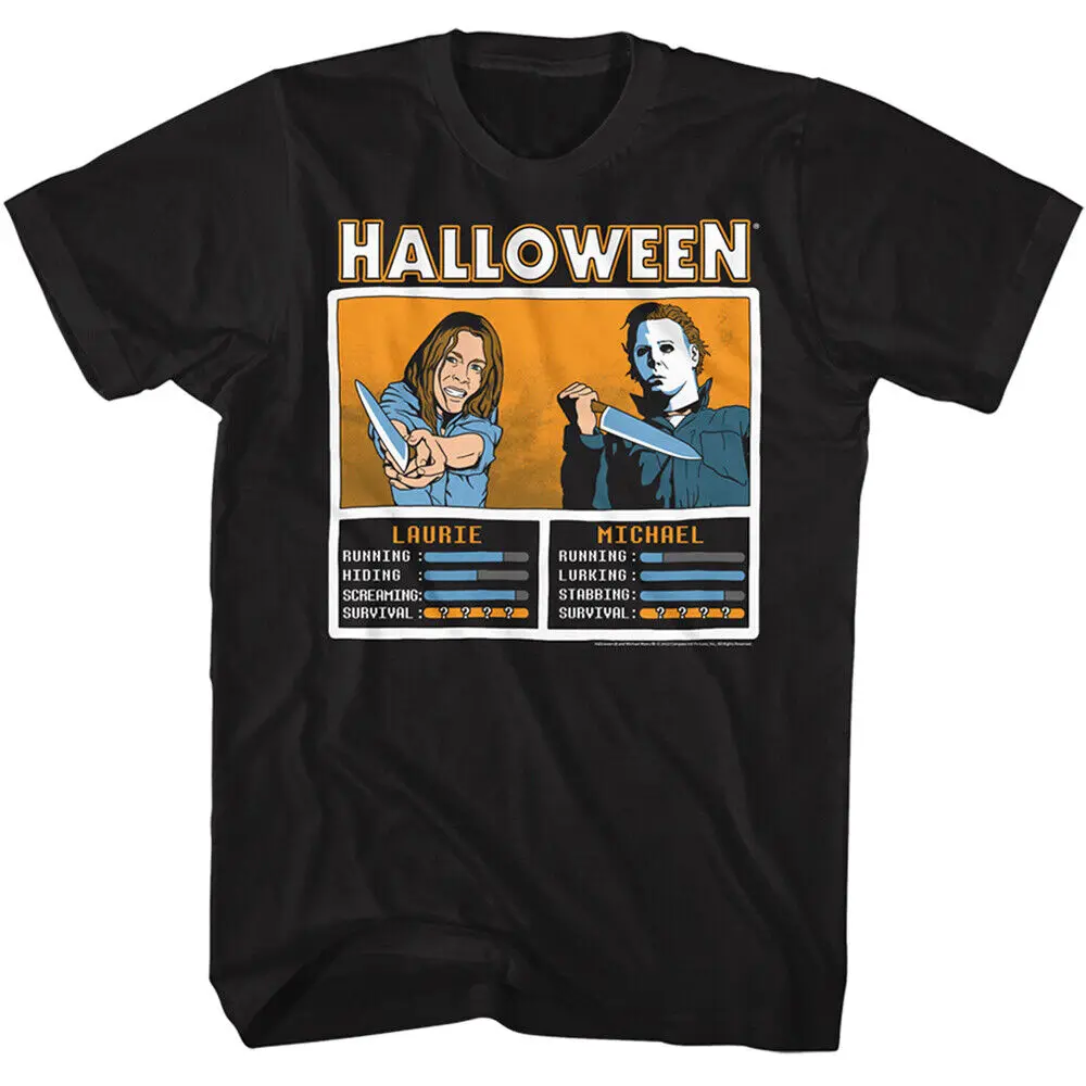 Halloween Horror Movie Laurie Michael Face Off With Knives Men's T Shirt