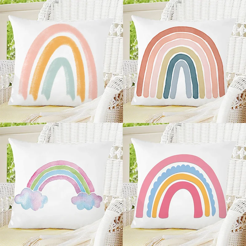 

Rainbow Print Decorative Pillowcase Living Room Office Ornaments Home Pillowcase