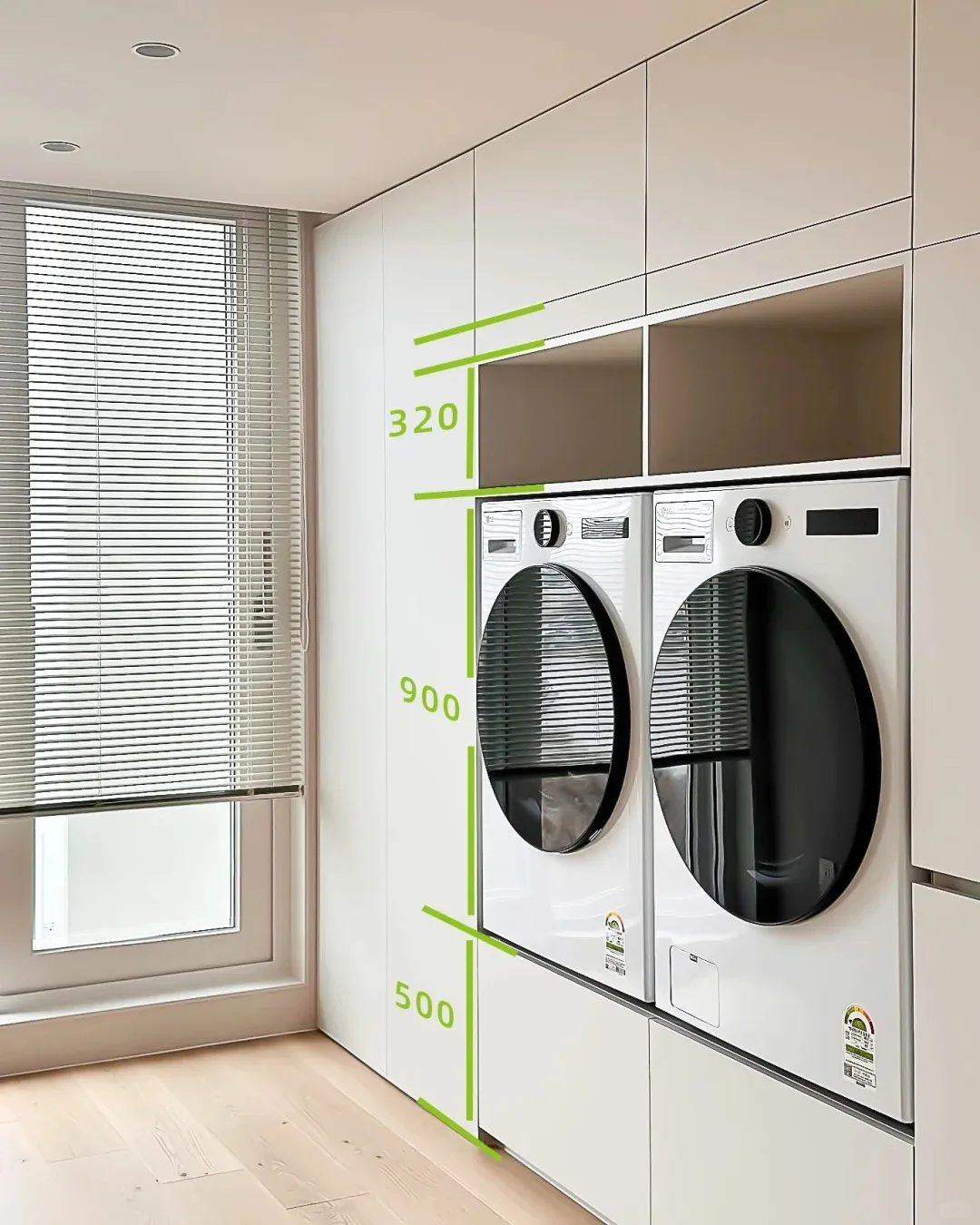 Customized Balcony Laundry Cabinet with Built in Washing Machine for Pantry Use