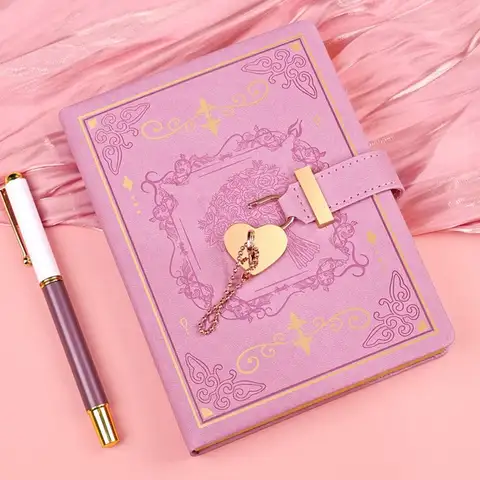 Secret Diary B6 Diary Book 288 Pages with Lock Memo Notebook Dirt-proof PU Leather Word Book Women