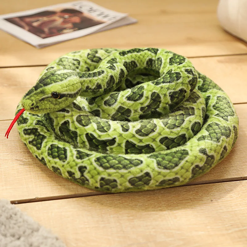 200cm Simulated Snake Plush Toys Lifelike Realistic Viper Cobra Doll Soft Stuffed Animal Snake Home Decor Boy Kids Birthday Gift