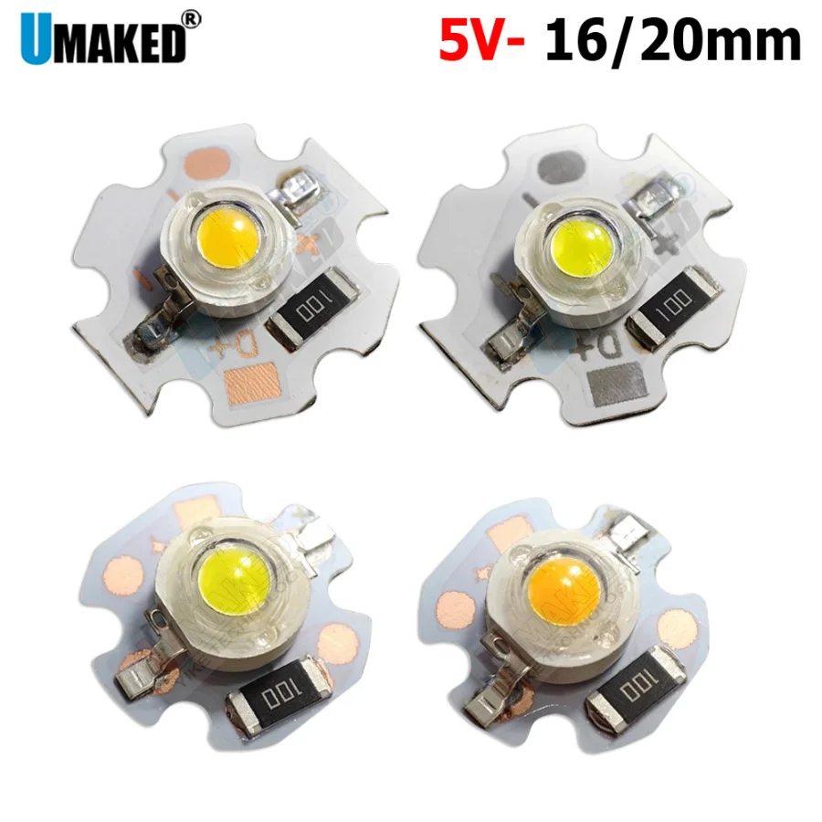 

DC5V 16mm 20mm high power led Chip bead,Brightness led bulb lamp Desk lighting source aluminum plate base with led chip diy bulb