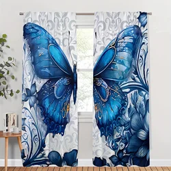 2 pezzi di fiori di farfalla tende decorazioni artistiche tenda decorativa per la casa per soggiorno camera da letto a tema animale per tutte le stagioni semioscurante