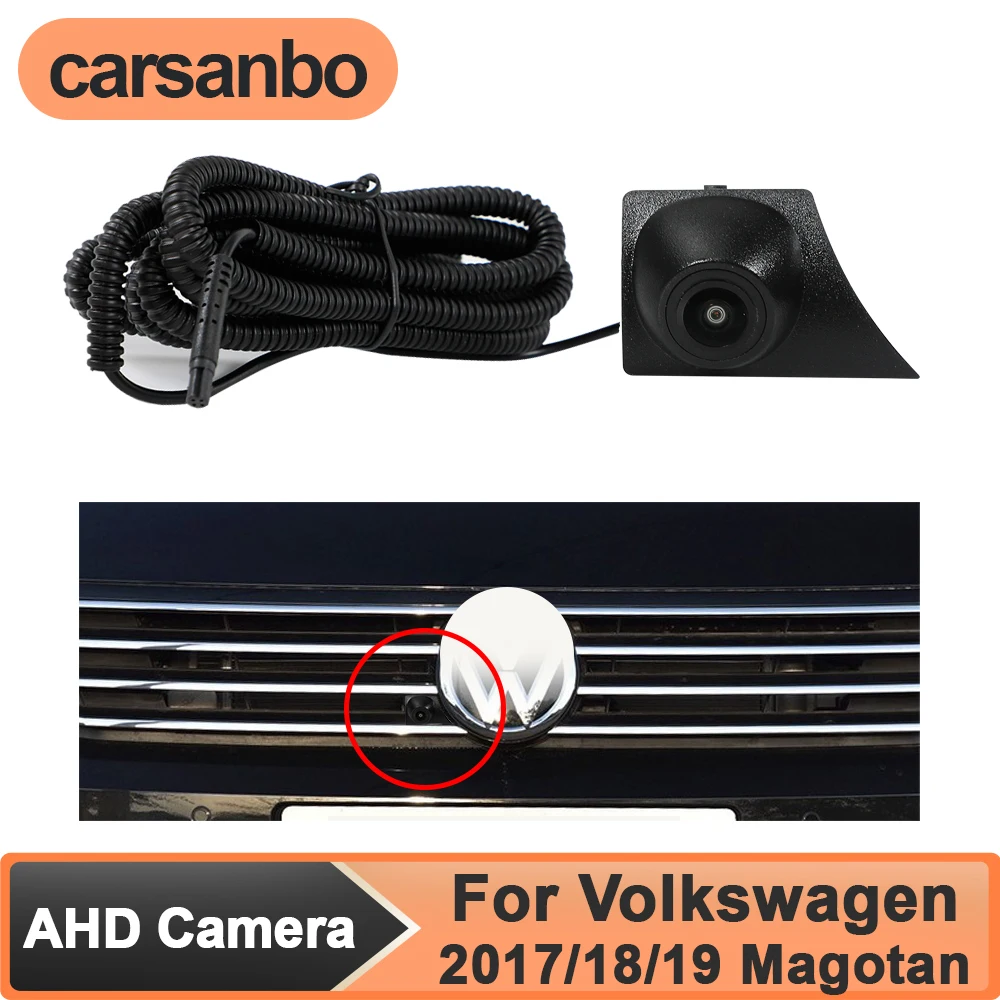 

Carsanbo Night Vision AHD 1080P Car Front View Camera for Volkswagen 2017/2018/2019 Magotan Fisheye 150° Glass Lens Waterproof