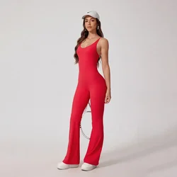 Seamless Yoga Jumpsuit Sets Beautiful Back Tight Hip Lift Trousers Micro Flared Trousers Outdoors Sports Fitness tracksuit Woman