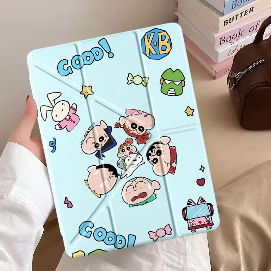 

Чехол-держатель для планшета Cra-yons Shin-chans Cute Holder Cover для iPad Mini 6, 7, Pro 11, 10, 9, 8, 7, 12.9 дюймов Pro 2025, Air 4, 5, M3, M2, 1