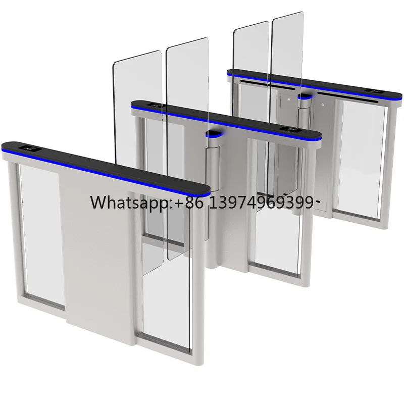 Touchless Gesture Control Flap Barrier Swing Gate Multi-Access Control (QR/RFID/Face) Stainless Steel Real-Time Monitoring