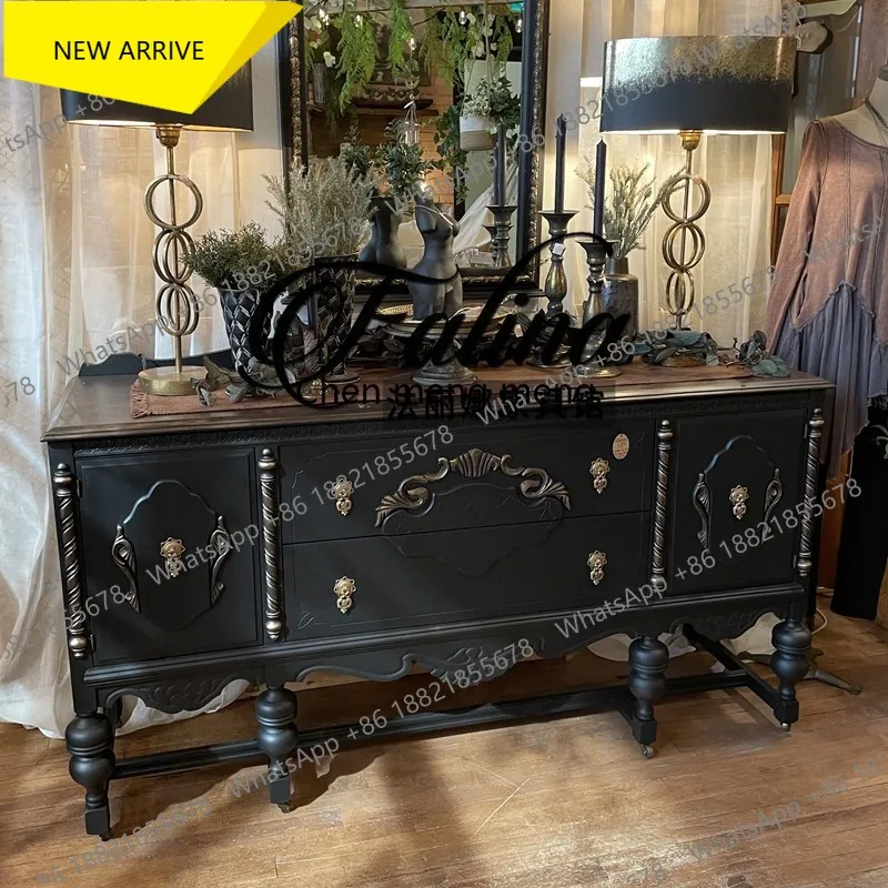 

Французский входной шкаф A182 из массива дерева, резной, в винтажном стиле, настенный буфет, декоративный шкаф для хранения