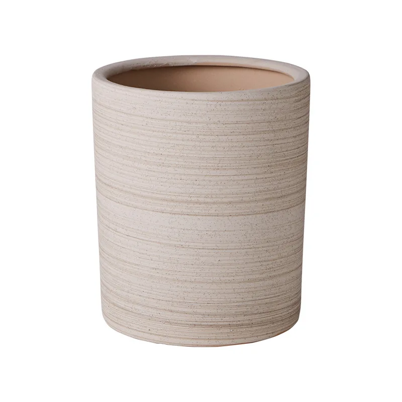 

Simple ceramic flower pot high depth cylinder matte breathable living room balcony courtyard special floor decorative pot