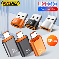 NNBILI 3Pcs USB 3.0 OTG Adapter 6A Fast Charging Type C Male To USB3.0 Female Converter For Xiaomi Samsung Laptop OTG Connector
