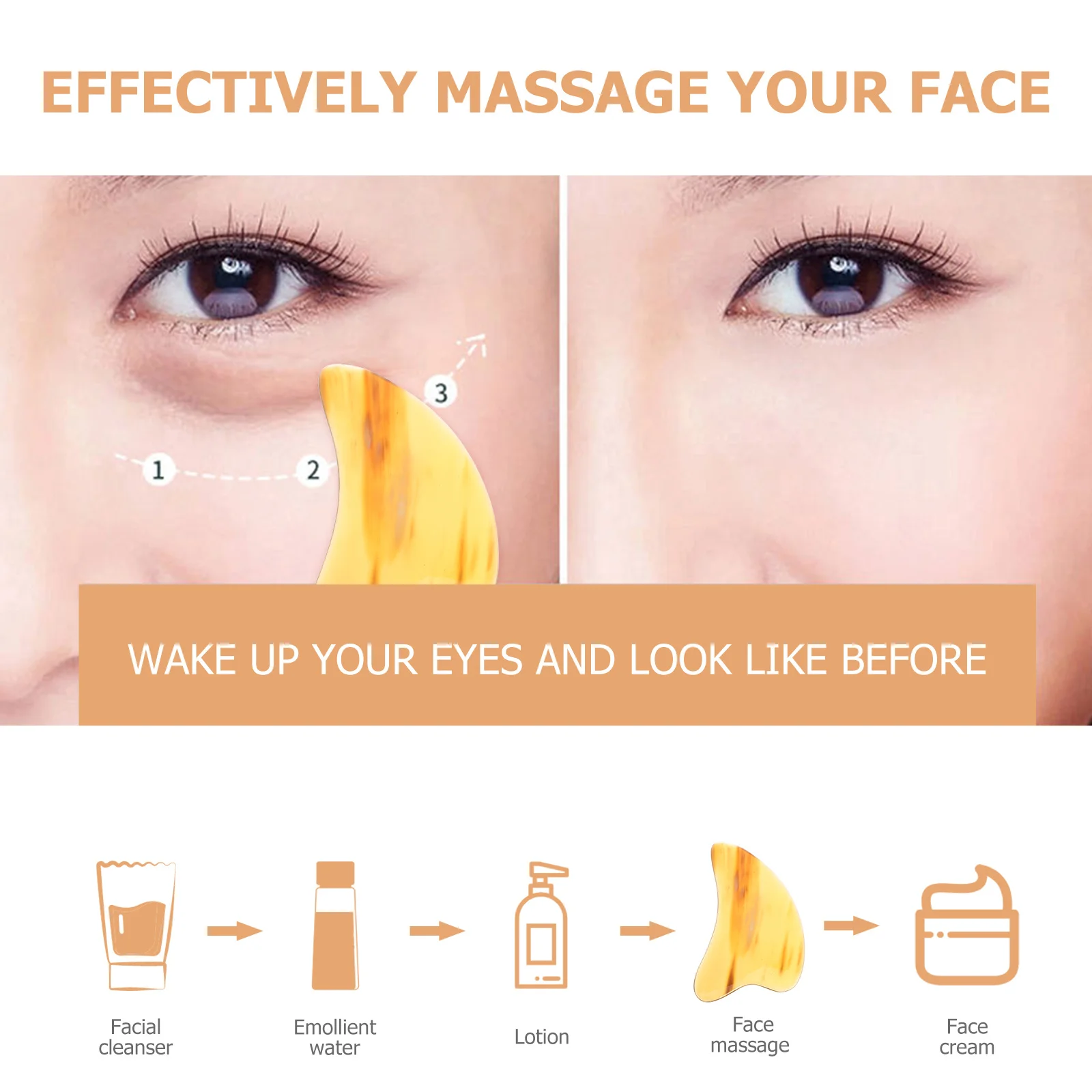 Gua Sha Board Raschietto professionale per il viso Strumento di massaggio portatile per il drenaggio linfatico Bordi lisci Cura della pelle sicura Conveniente