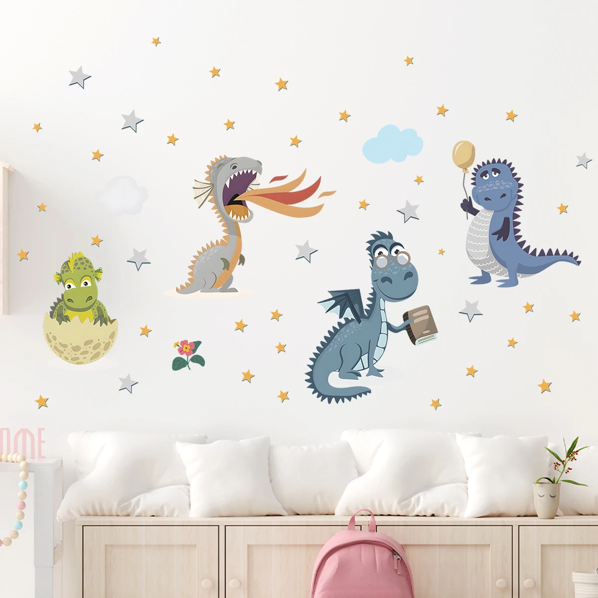 1Pc Cartoon Nette Dinosaurier Wand Aufkleber Kinderzimmer Kinderzimmer Dekoration Schlafzimmer Wand Aufkleber Wohnzimmer Dekor für Haus