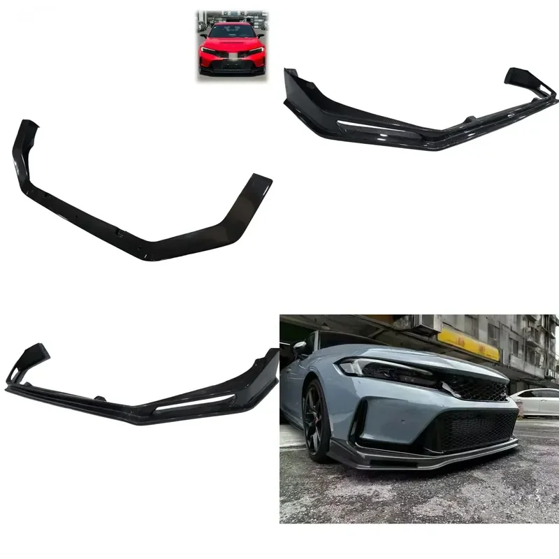 True Carbon Fiber Front Bumper Edge Diffuser for Honda Civic TR Front Lip Upgrade Bolt Mounted Perfect Fit