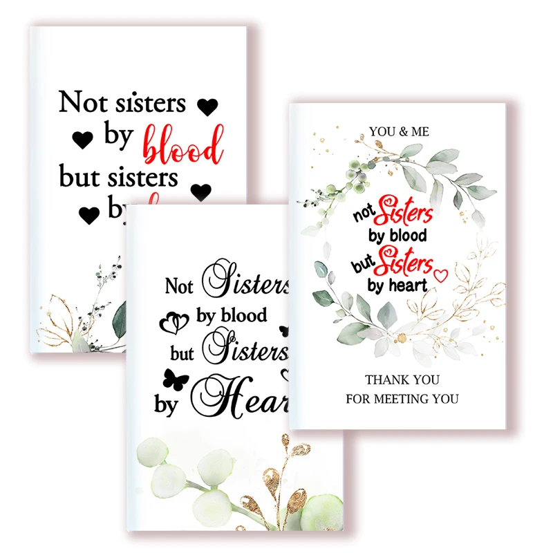 A5 Notebook Note Book Friendship Quote - NOT SISTERS BY BLOOD BUT SISTERS BY HEART - BFF Notepad Journal To Best Friend Gift