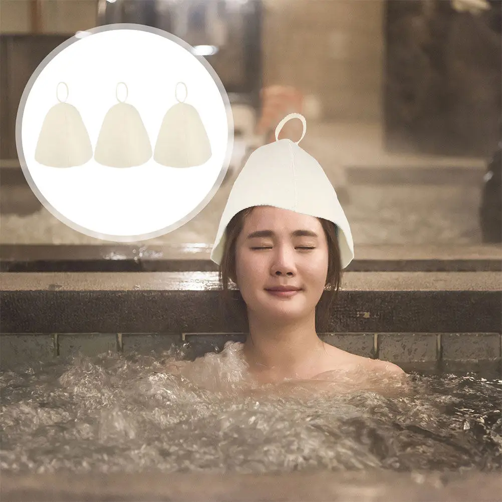 

Набор из 3 войлочных шапок для ванной: утолщенные, теплоизоляционные, складные, для длинных волос, женские, многоразовые, для спа-процедур