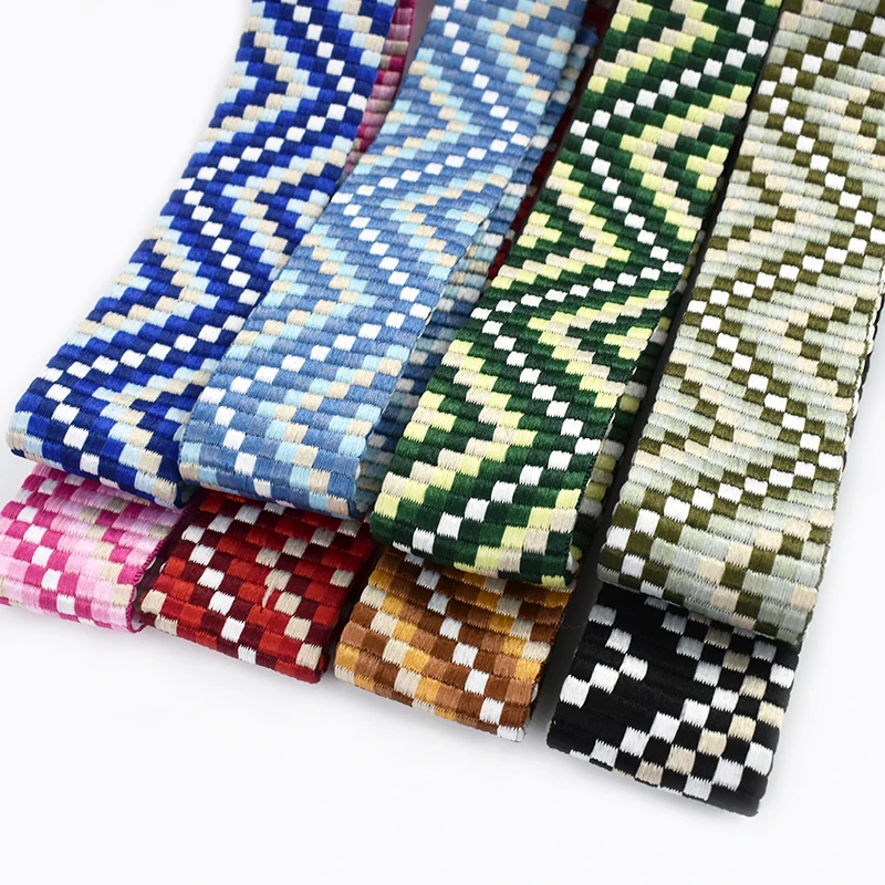 

1-5Meters 38mm Webbing for Crochet Bags Jacquard Ribbon Straps 2mm Thick Ethnic Decorative Ribbons Sewing Bias Belt Sling Trims