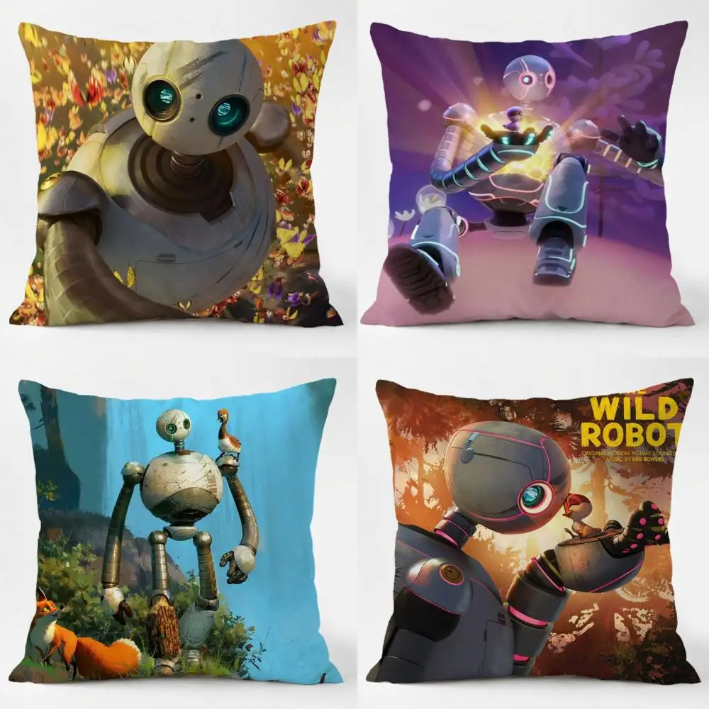 

Чехол для подушки W-Wild Robot, моющийся ежедневно, из льняной ткани, мягкий, для дивана, кровати, декора дома и комнаты