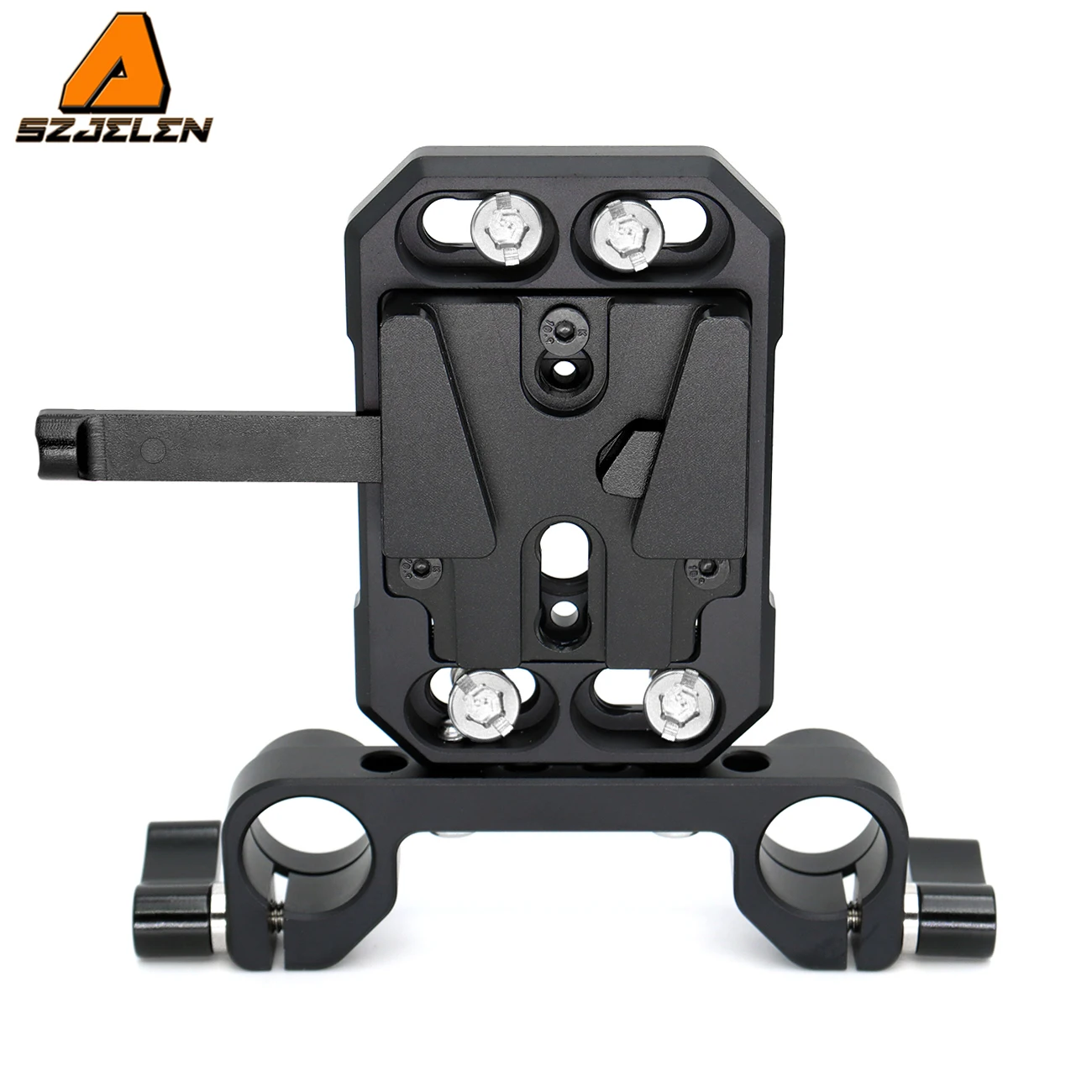 V-Mount Locking Mounting Plate With 15mm Dual Pole Clamp Suitable for DSLR camera - Safety Battery Holder, Compatible With URSA