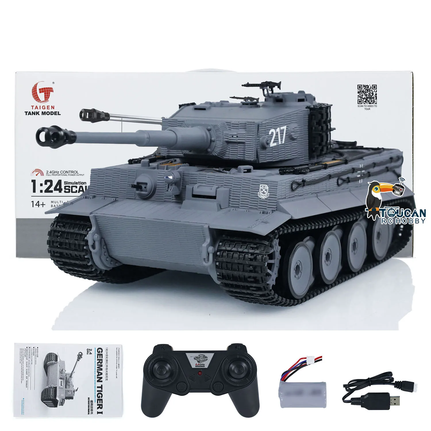 

1/24 Taigen RC Battle Tank Tiger I Radio Control Military Tanks Infrared Combat Cars Ready to Run Vehicle Toys for Boys TH23570