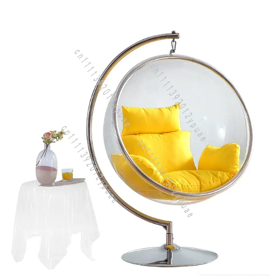 Transparent Acrylic Hemispherical Hanging Bubble Chair, Ball Shaped Hanging Basket Swing Chair for Indoor Outdoor Leisure