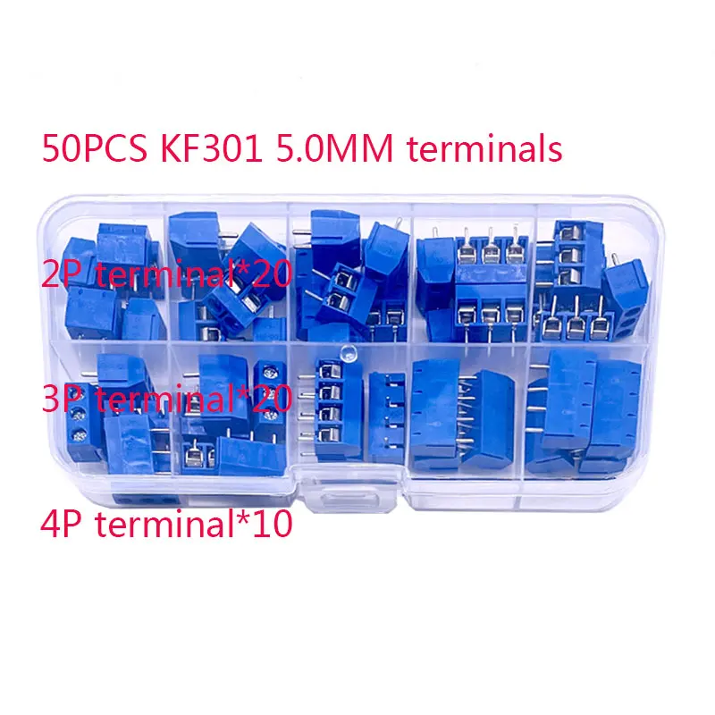 50 Pcs/BOX Pitch 5.0mm Straight Pin 2P 3P Screw PCB Terminal Block Connector 10A 300V 24-18AWG image 6