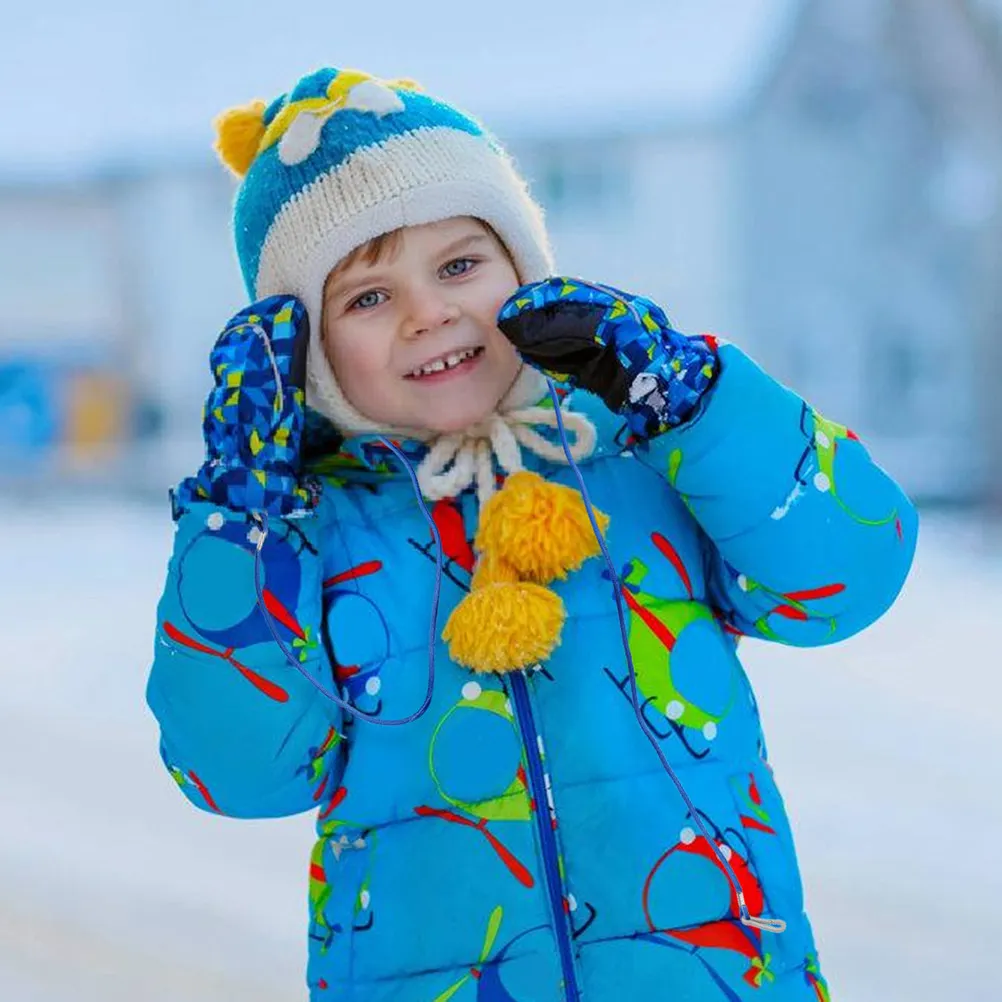 

3Pcs Kids Ski Glove Leash Set Nylon Mitten Lanyard with Clip Anti-Lost Neck Strap for Toddlers Winter Sports Gloves String