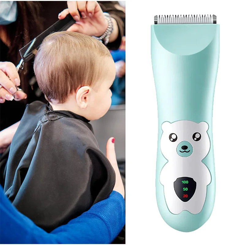 Ultra Quiet Baby Hair Clipper Rechargeable Waterproof Hair Cutter 2pcs Guide Combs Lower Noise Haircut Trimmers for Children