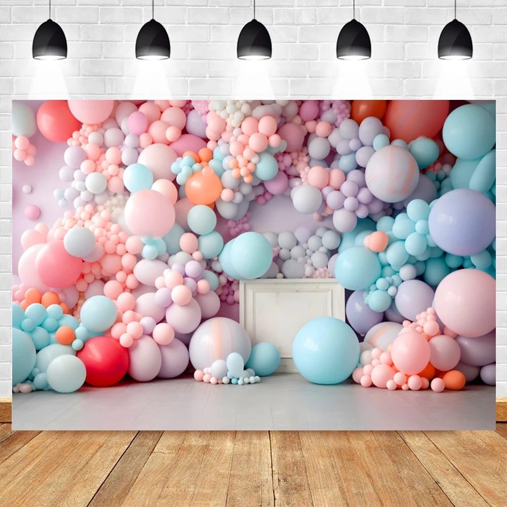 Pink Balloons Backdrop Baby 1st Birthday Party Baby Shower Cake Smash Photo Photography Background Wall Decor Photo Studio Props
