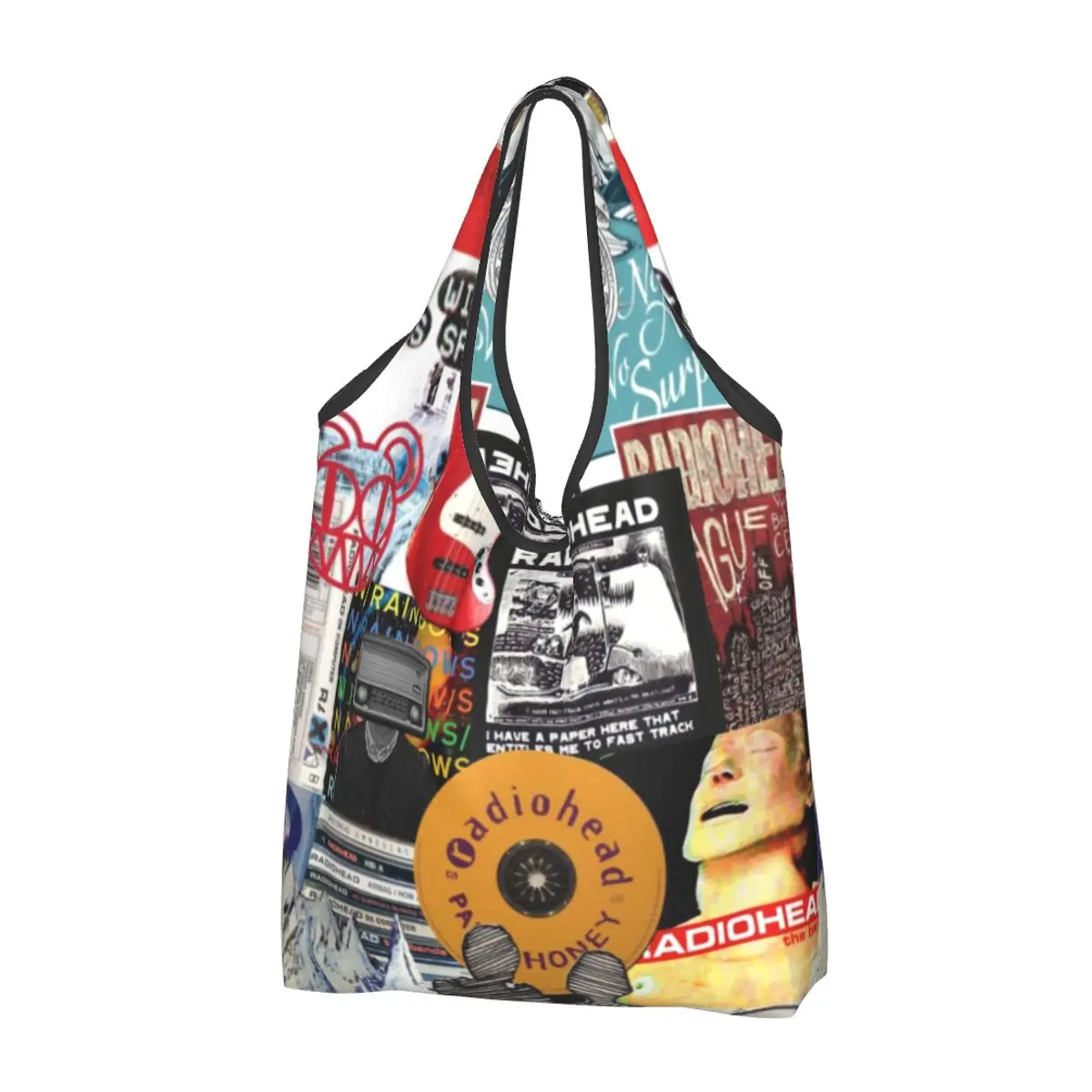 

Large Reusable Rock Radiohead Grocery Bags Recycle Foldable Shopping Eco Bag Washable Lightweight