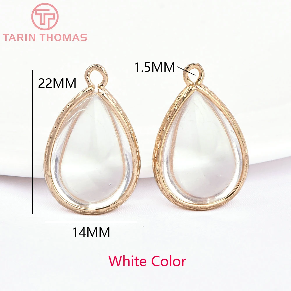 (4122)10PCS 22x14MM 24K Champagner Gold Farbe Messing und Glas Tear Drop Form Charms Anhänger Diy schmuck Erkenntnisse Zubehör – Detail 5